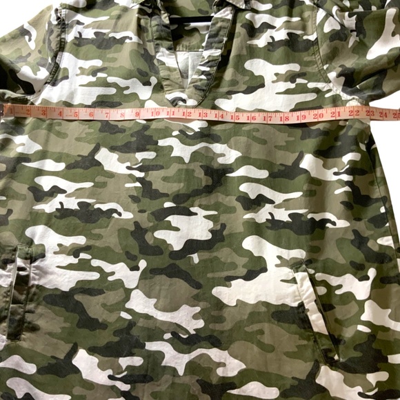 ANTHROPOLOGIE STANDARD GRACE Popover Camo Mini Dress / Tunic Roll Tab Sleeves XL - Picture 4 of 9